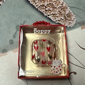 XO Poppy Red and Gold Heart AirPods Case